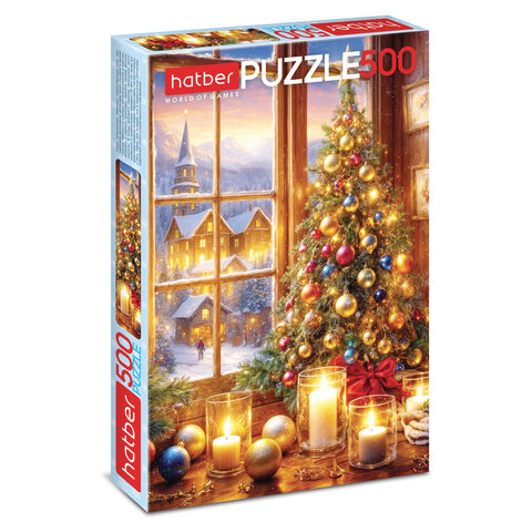 Пазл картонный 500 элементов АССОРТИ, 14 дизайнов, 330х480 мм, HATBER