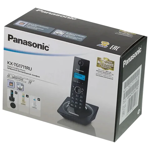 Радиотелефон PANASONIC KX-TG1711RUB, память на 50 номеров, АОН, повтор, часы/будильник, чёрный