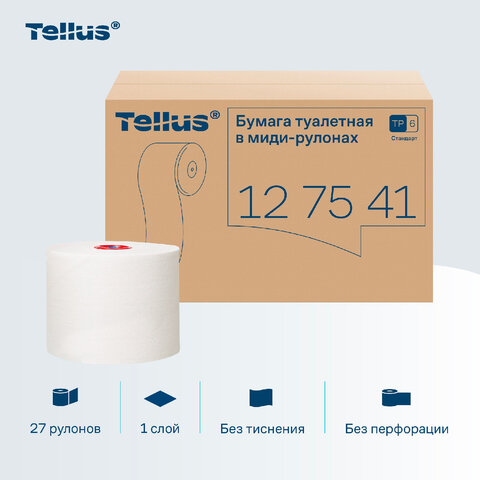 Бумага туалетная 135 м, Tellus/TORK (Система Т6) UNIVERSAL, КОМПЛЕКТ 27 рулонов, белая, 127541