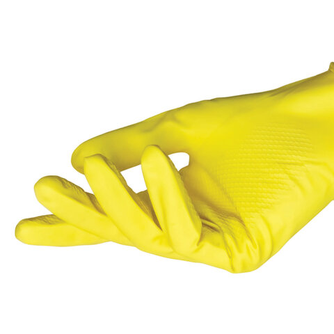 Перчатки МНОГОРАЗОВЫЕ латексные AVIORA, хлопчатобумажное напыление, размер 6,5-7, S (малый), желтые, вес 33 г, 402-566