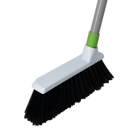 Совок для мусора + щетка, рукоятки 80 см с резьбой, пластик, зелено-белый, "ЛЕНИВКА", ЛЮБАША, 603616