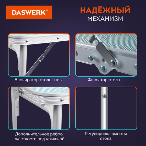Комплект складной мебели (стол и 4 стула), туристический, садовый, СТАНДАРТ, DASWERK (ДАСВЕРК), 680045