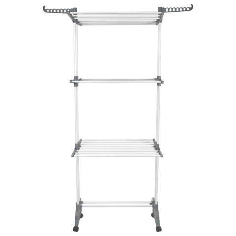 Сушилка напольная для белья раскладная МНОГОФУНКЦИОНАЛЬНАЯ, 3 уровня, на колесах, "Super Compact", СКЛАДНОЕ ОСНОВАНИЕ, LAIMA HOME, 608462