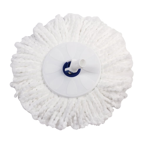 Швабра с отжимом и ведром 18л/8л, центрифуга, отжим педалью, 2 флаундера/насадки круглый и прямоугольный, бело-синий, LAIMA 603625