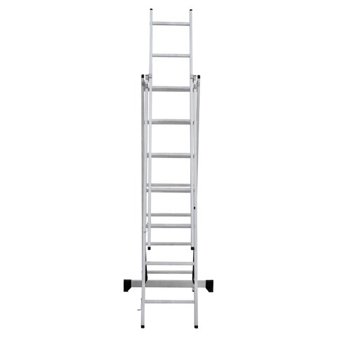 Лестница-трансформер 3-х секционная 3х7 ступеней, высота 4,5 м (3 секции по 1,9 м), нагрузка 150 кг, алюминий, НОВАЯ ВЫСОТА, 1230307