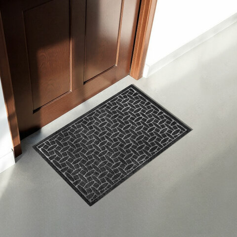 Коврик придверный 60х90 см, СЕРЫЙ, грязезащитный, 430 г/м2, фактурный рисунок АЛМАЗ, ЛЮБАША, 701055
