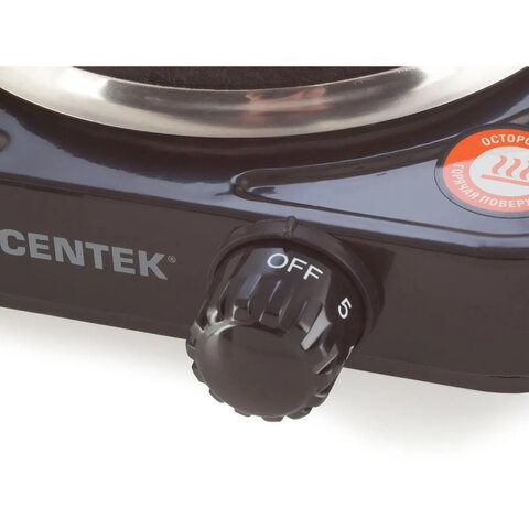 Настольная электрическая плита CENTEK CT-1506, 1000 Вт, 1 конфорка, 5 режимов нагрева, черная, CT-1506 Black
