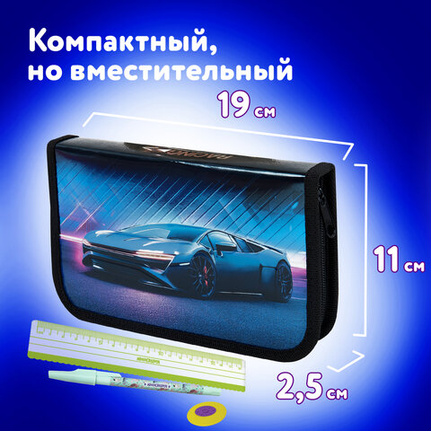 Пенал ЮНЛАНДИЯ, 1 отделение, металлизированный картон, конгрев, 19х11 см, "Street power", 272282