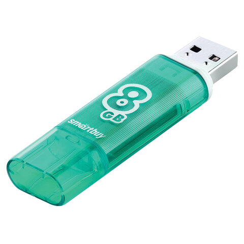 Флеш-диск 8 GB, SMARTBUY Glossy, USB 2.0, зеленый, SB8GBGS-G