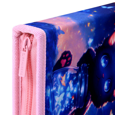 Пенал BRAUBERG с наполнением, 1 отделение, 1 откидная планка, 24 предмета, 21х14 см, "Night catcher", 273530