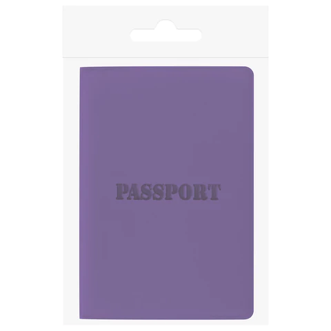 Обложка для паспорта, мягкий полиуретан, "PASSPORT", фиолетовая, STAFF, 237608