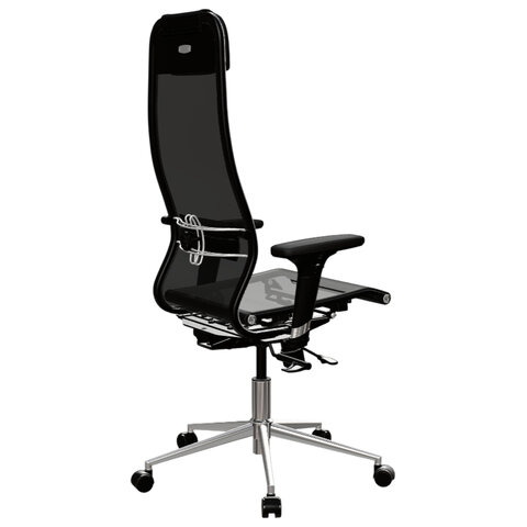Кресло МЕТТА "ErgoLife" 10 B1-104D, хром, синхромеханизм, 2D-подлокотники, прочная сетка, черное