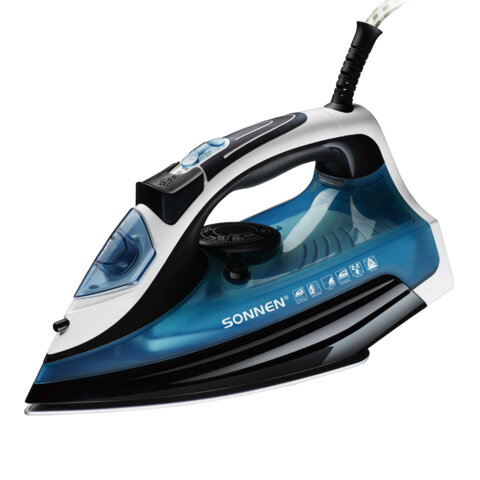Утюг паровой SONNEN SI-2283, 2400 Вт, керамическое покрытие, антикапля, антинакипь, cиний, 456995