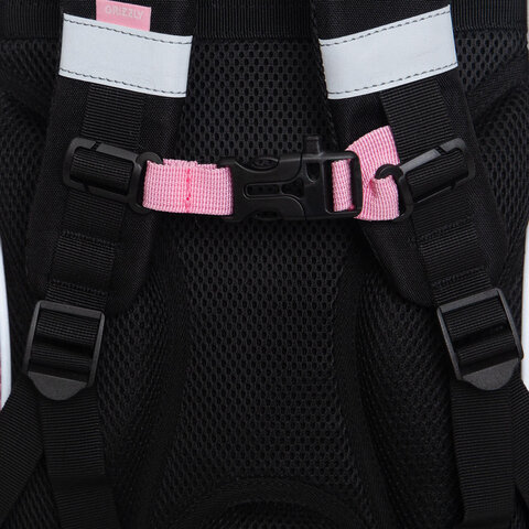 Ранец GRIZZLY анатомическая спинка, с мешком для обуви, для девочек, "SPARKLING EYES", 33х25х13 см, RAm-584-4/1