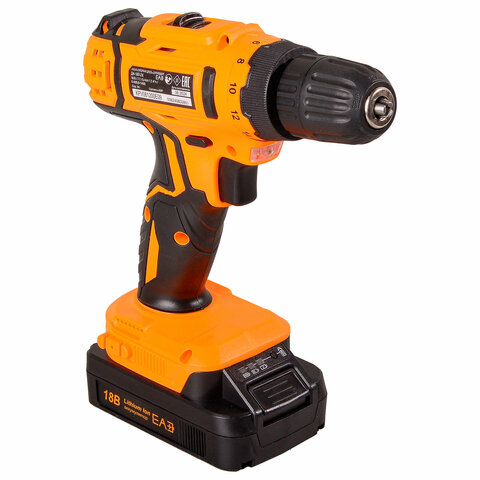 Дрель-шуруповерт безударная АККУМУЛЯТОРНАЯ, с двумя аккумуляторами 2 Ач, 18 В, ВИХРЬ ДА-18Л-2К, 72/14/9