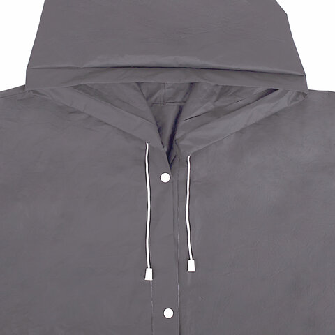 Дождевик плащ серый на кнопках, EVA, многоразовый прочный, чехол в комплекте, универсальный размер, SHAMAANI (ШАМААНИ), 610936