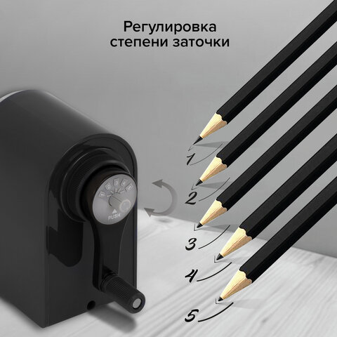 Точилка механическая BRAUBERG "STYLE", для ч/гр и цветных карандашей (в том числе утолщенных), крепление к столу, корпус черный, 228482