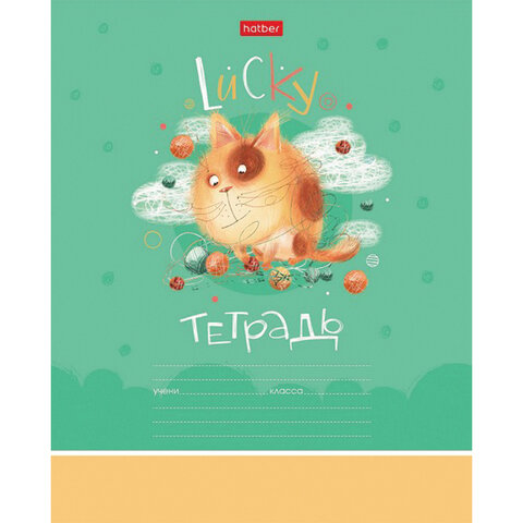 Тетрадь 12 л. HATBER клетка, обложка картон, "Счастливчики" (микс в спайке), 067954, 12Т5В1
