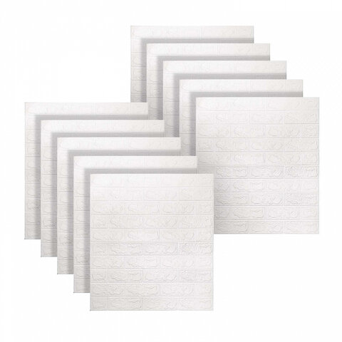 Панели для стен / стеновые панели, 3D, самоклеящиеся, "Белый кирпич", 10 шт., 70х77 см, DASWERK (ДАСВЕРК), 607988