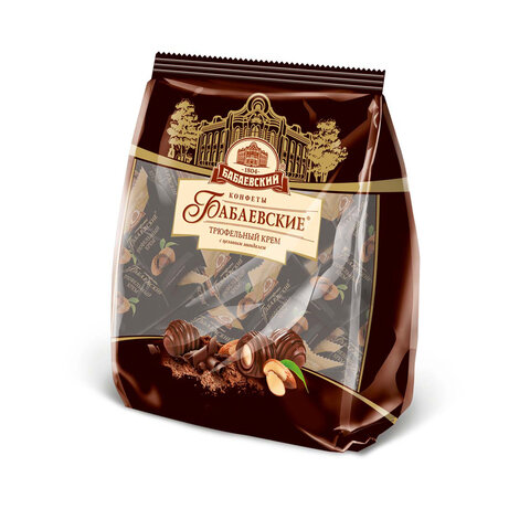 Конфеты шоколадные БАБАЕВСКИЙ, с трюфельным кремом, 200 г, пакет, ББ16456