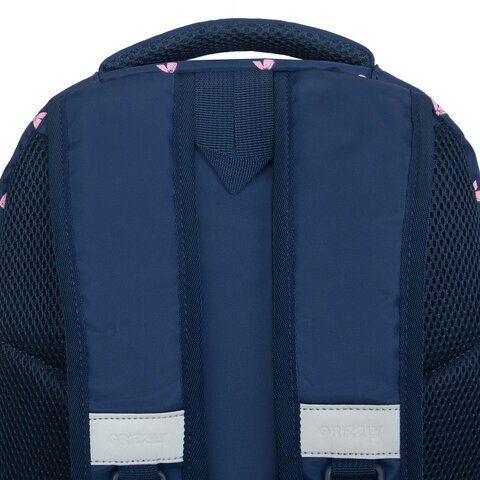 Рюкзак GRIZZLY школьный, анатомическая спинка, 2 отделения, для девочек, "PINK BOWS", 39х30х20 см, RG-568-2/3