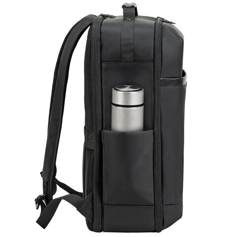 Рюкзак-сумка HEIKKI PRIORITY (ХЕЙКИ) с отделением для ноутбука, 2 отделения, черный, 45x31x15 см, 272587