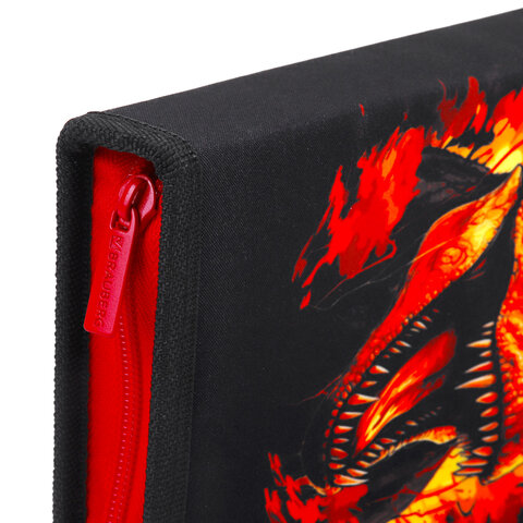 Пенал BRAUBERG с наполнением, 1 отделение, 1 откидная планка, 24 предмета, 21х14 см, "Fire dino", 273535