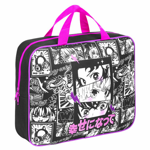 Папка на молнии с ручками А4, мешок для обуви 42х33 см, пенал 20х10 см, "Anime movie", НАБОР BRAUBERG, 272101