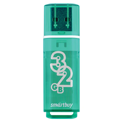 Флеш-диск 32 GB, SMARTBUY Glossy, USB 2.0, зеленый, SB32GBGS-G