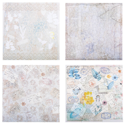 Бумага для скрапбукинга 30х30 см, "В бежевых тонах", двусторонняя, 12 листов, 180 г/м2, ОСТРОВ СОКРОВИЩ, 665437