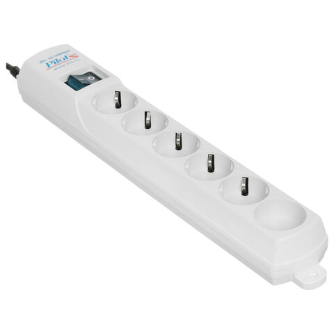 Сетевой фильтр PILOT "S", 5 компьютерных розеток + 1 бытовая розетка, 1,8 м, белый