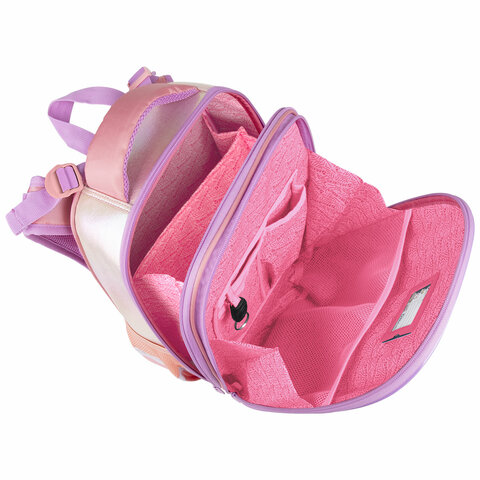 Ранец BRAUBERG SHINY, 2 отделения, с брелком, "Cheerful", 38х28х14 см, 270697