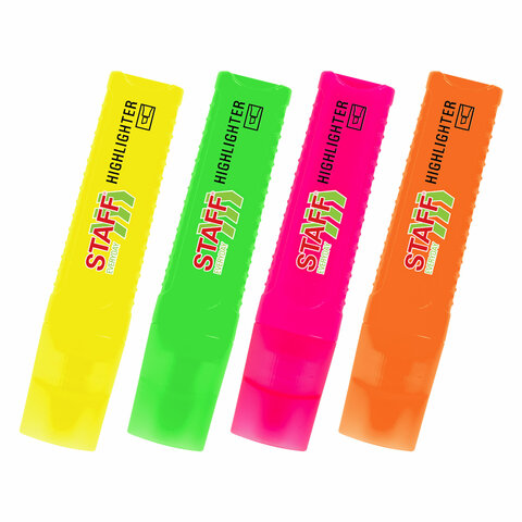 Набор текстовыделителей 4 НЕОНОВЫХ ЦВЕТА, STAFF "EVERYDAY HL-707", линия 1-5 мм, скошенный наконечник, 152548