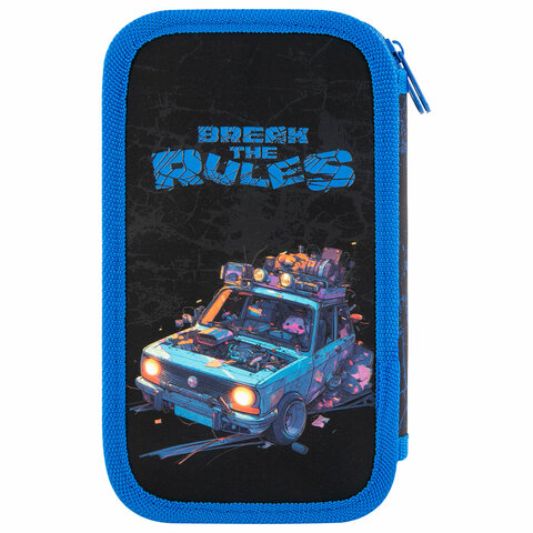 Пенал ЮНЛАНДИЯ, 2 отделения, картон с эффектом soft-touch, 19х11 см, "Rule breaker", 273498