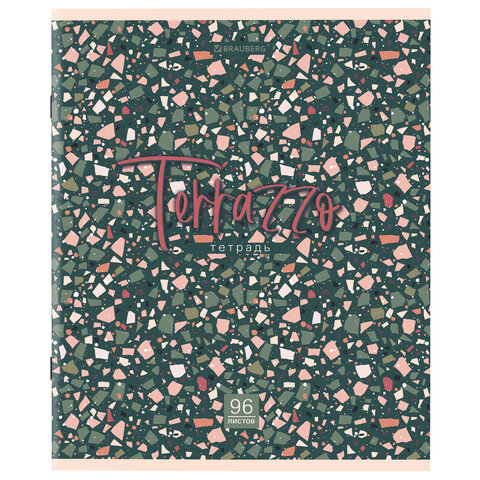 Тетрадь А5 96 л. BRAUBERG скоба, клетка, обложка картон, "Terrazzo" (микс в спайке), 404437