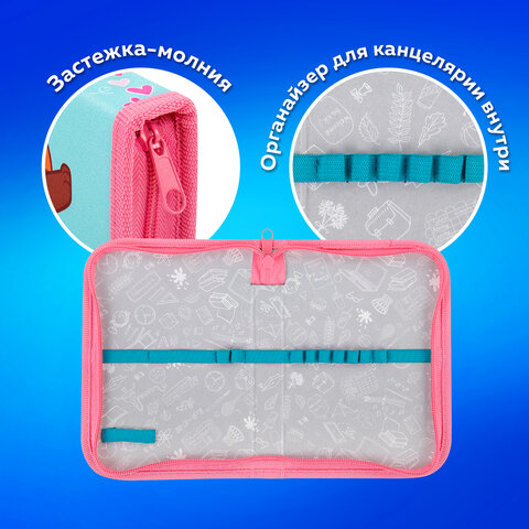 Пенал ПИФАГОР, 1 отделение, полиэстер, 19х13 см, "Red panda", 272283