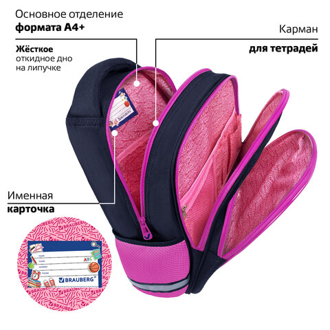 Рюкзак BRAUBERG OPTIMA, 2 отделения, с брелоком, "Tiny beauty", 36х27х18 см, 273155