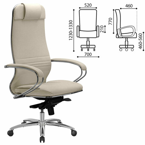 Кресло офисное МЕТТА "SAMURAI" KL-1, экокожа, бежевое