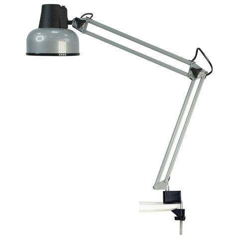 Настольная лампа светильник Бета на струбцине, цоколь Е27, серебро