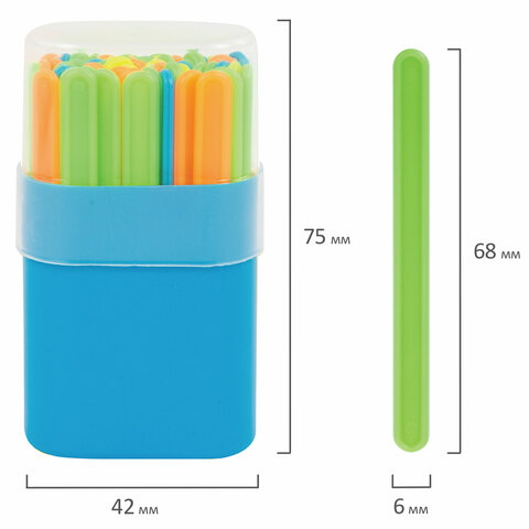 Счетные палочки ПИФАГОР, 50 штук, ассорти, в пластиковом пенале, 104753