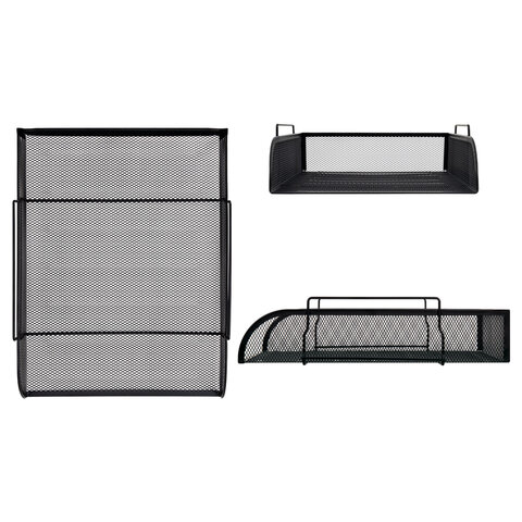 Лоток горизонтальный металлический для бумаг BRAUBERG "Germanium", А4 (260х337х77 мм), черный, 231954