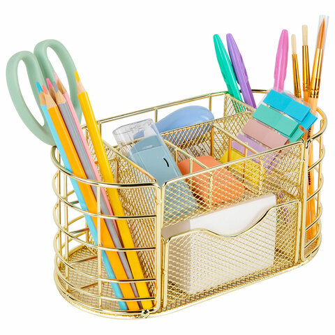 Органайзер для косметики и мелочей металлический 9 секций, MONTE VITA (МОНТЕ ВИТА), 105х218х110 мм, золото, 272475