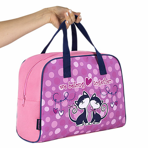 Сумка для занятий BRAUBERG с ручками, 35x25x15 см, "Friendly kittens", 271589