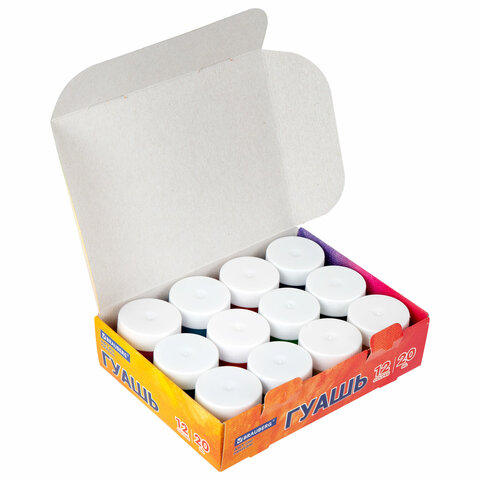 Гуашь BRAUBERG "ART ПЕЙЗАЖ", 12 цветов по 20 мл, 192558