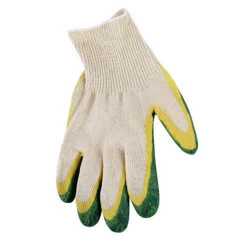 Перчатки хлопчатобумажные износостойкие ДВОЙНОЙ облив, 13 класс, КОМПЛЕКТ 100 ПАР, LAIMA ЛЮКС, 608673