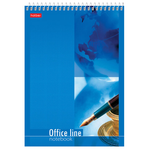 Блокнот А5 145х205 мм, 60 л., спираль, картон, жесткая подложка, клетка, HATBER, "Office Line", 004824, 60Б5В1сп