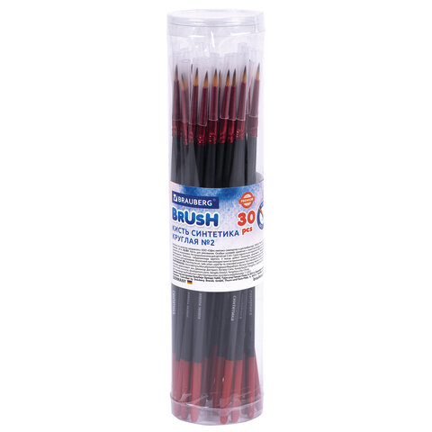 Кисть синтетика, круглая № 2, BRAUBERG PREMIUM, 201001