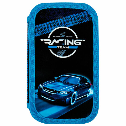 Пенал ЮНЛАНДИЯ, 2 отделения, картон с эффектом soft-touch, 19х11 см, "Speed race", 272264