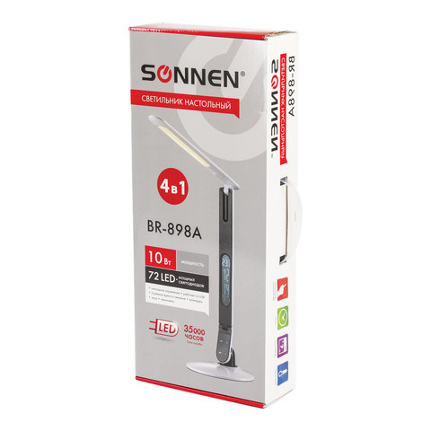 Настольная лампа / светильник SONNEN BR-898A, на подставке, LED, 10 Вт, белый, 236661