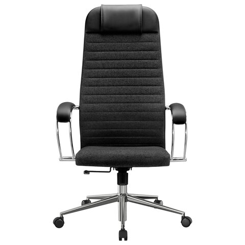 Кресло офисное МЕТТА "К-27" хром, ткань, сиденье и спинка мягкие, черное
